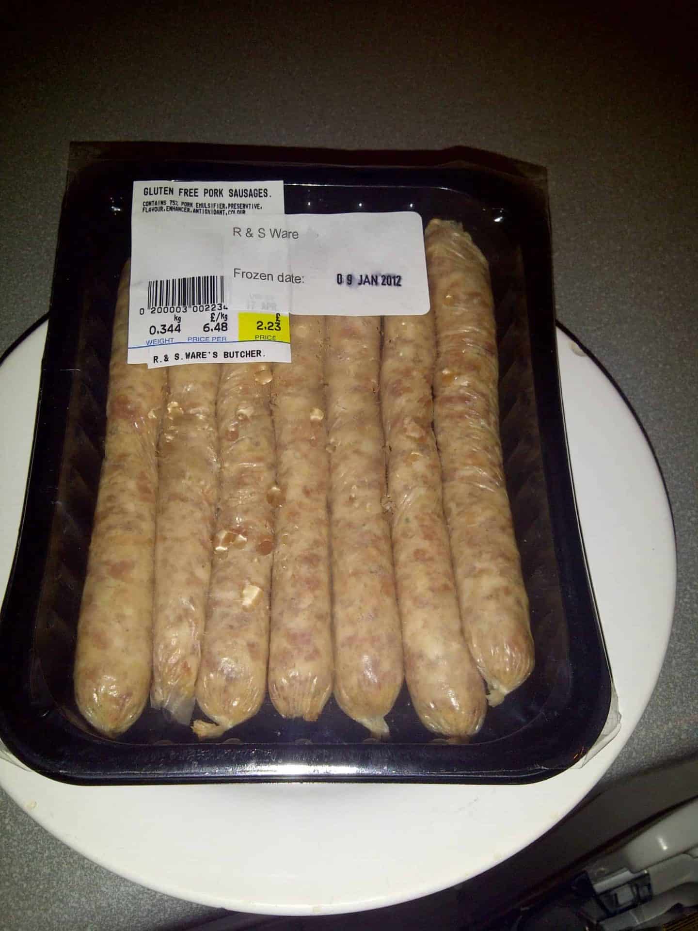 Gluten free sausages from a local butcher