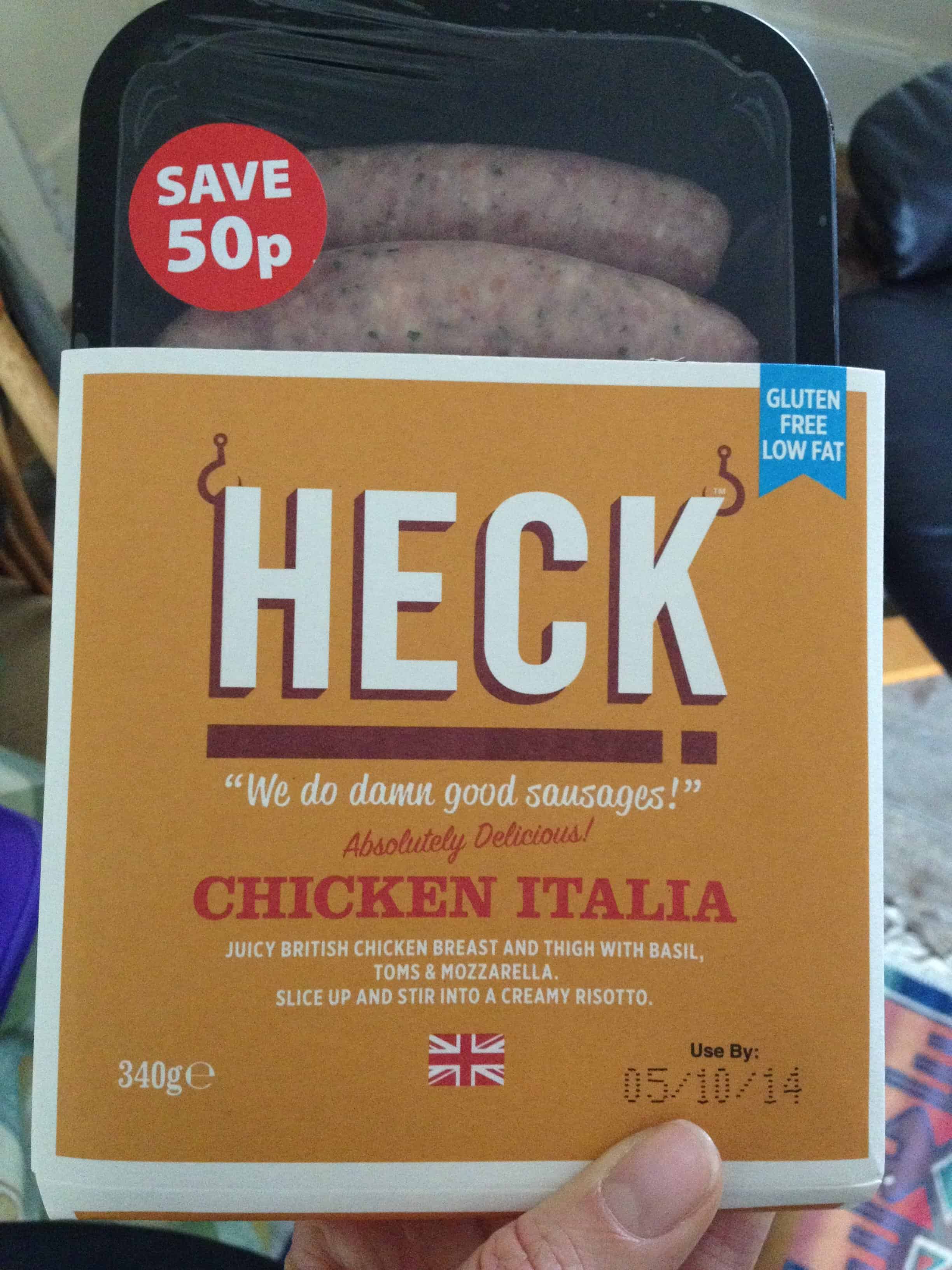 Chicken sausages from Heck.