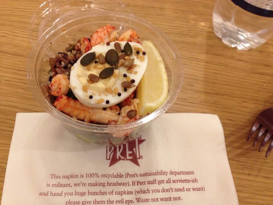 Crayfish and egg protein pot at Pret.