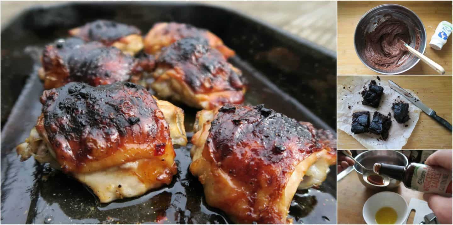 Cooking with Chippa: Egg free mayo brownies and honey Worcester chicken thighs