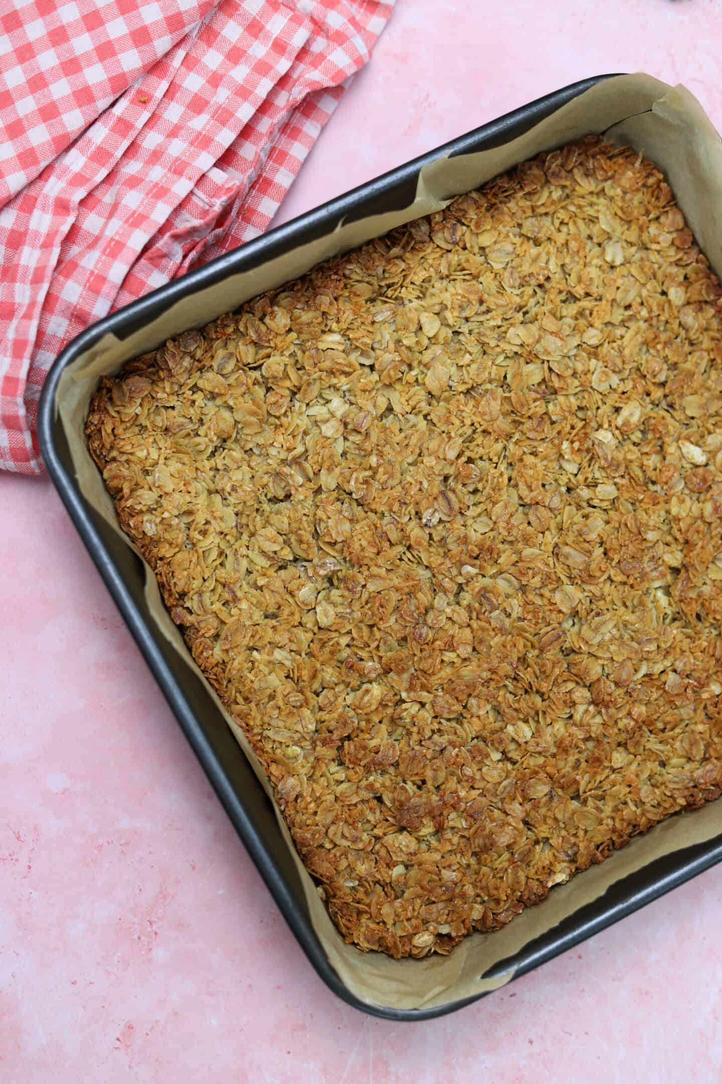 coconut flapjack gluten free before the chocolate topping