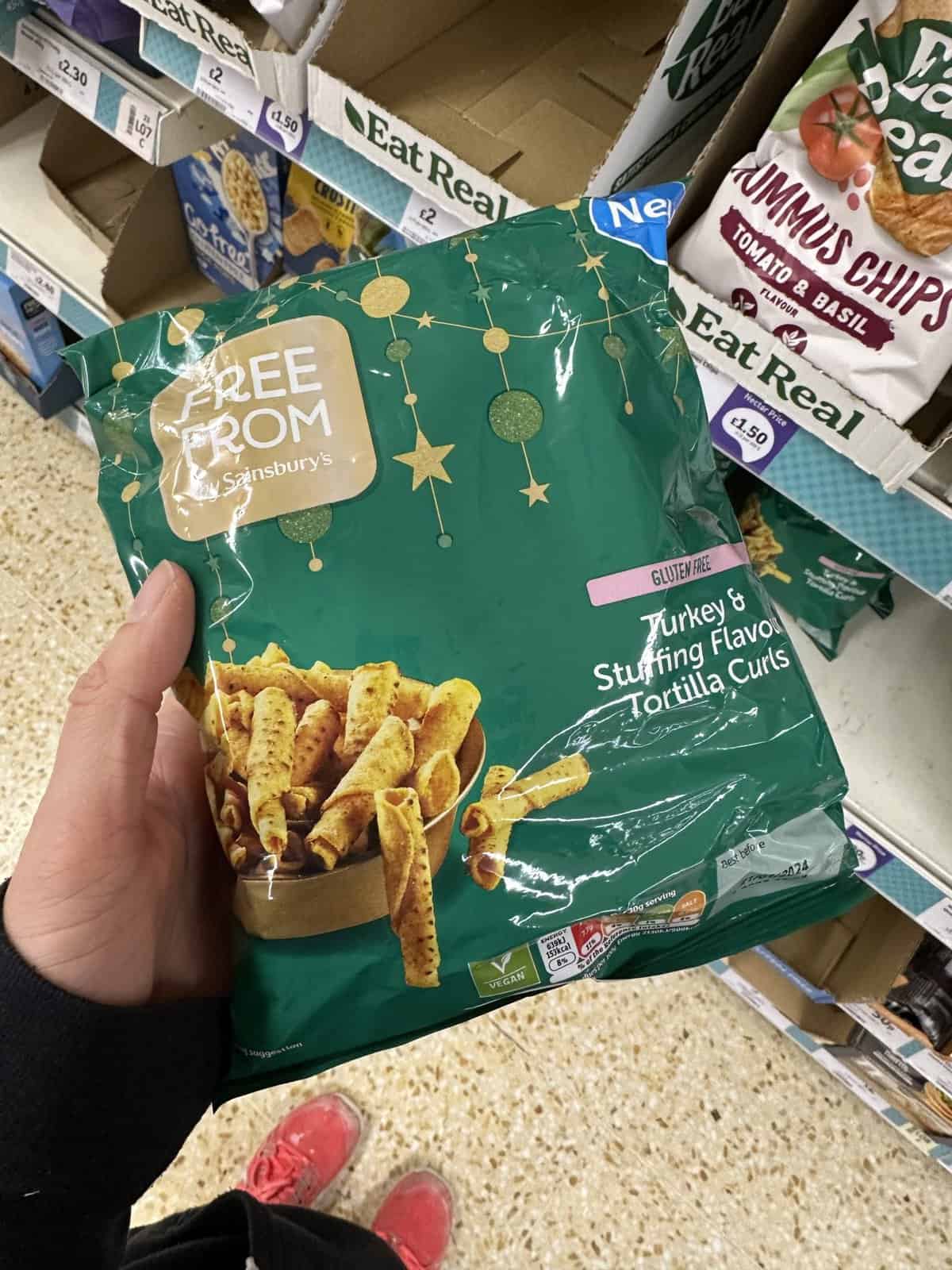 sainsbury's free from turkey and stuffing tortilla curls