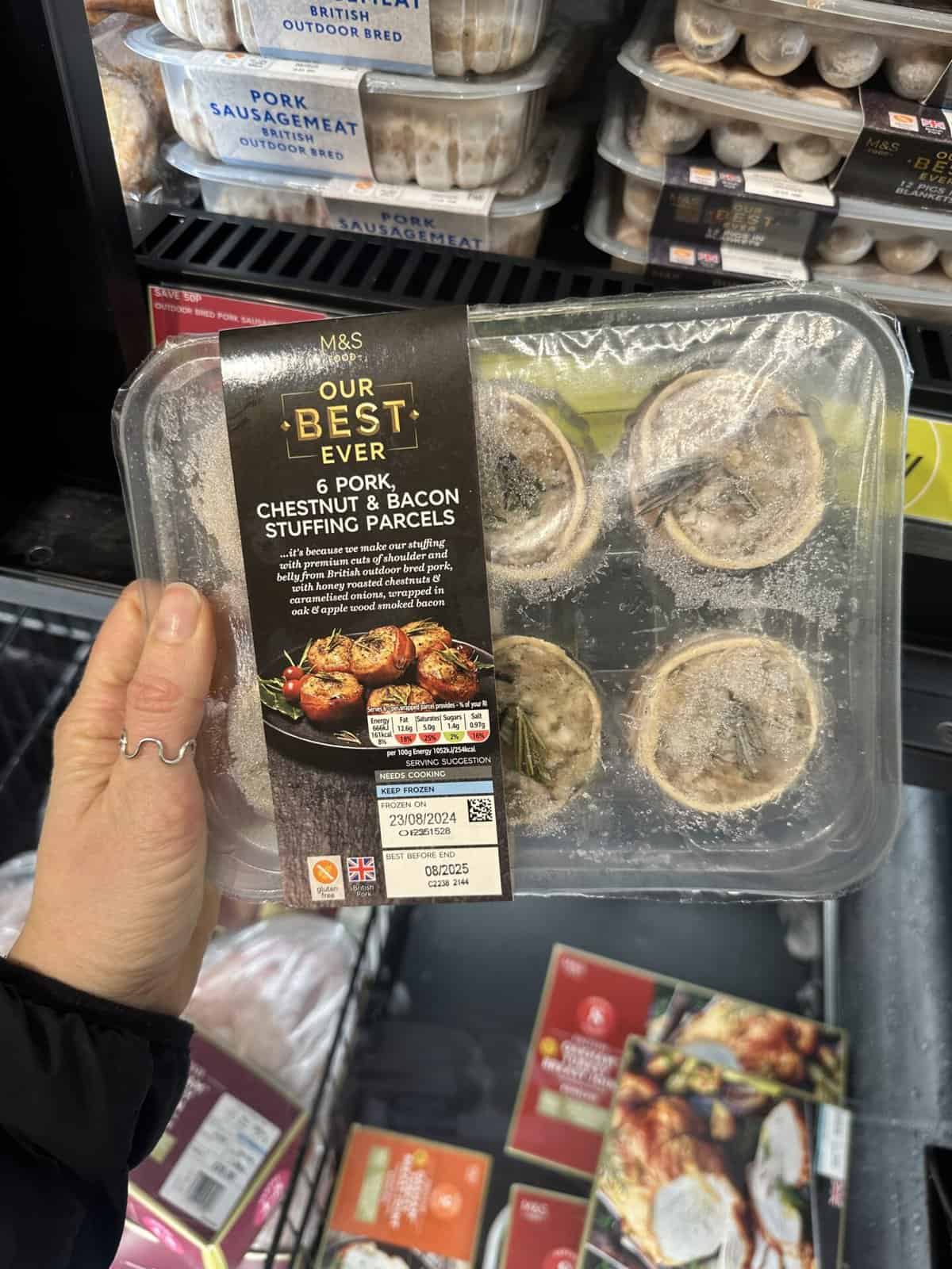 M&S Our Best Ever Pork, Chestnut & Bacon Stuffing Parcels.