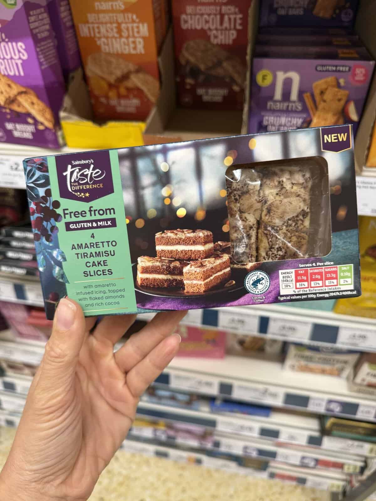 Sainsbury's Free From Amaretto Tiramisu Cake Slices.