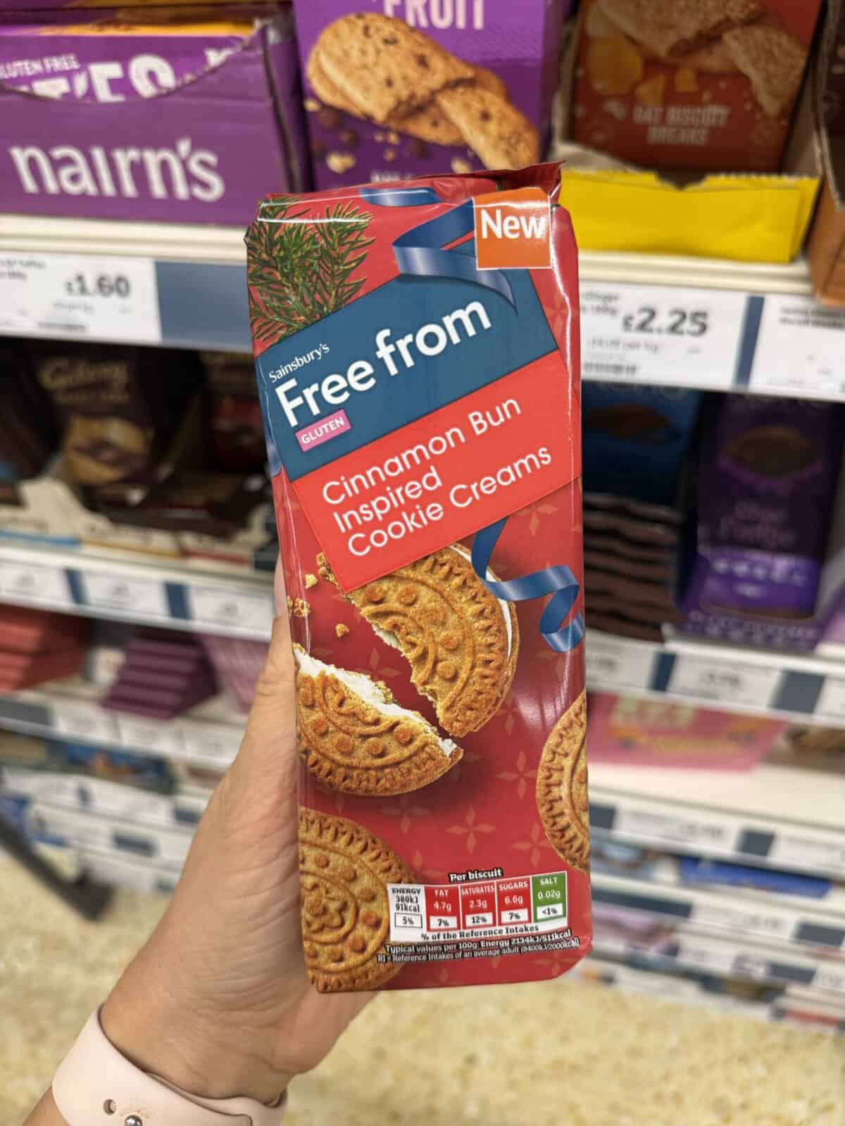 Sainsbury's Free From Cinnamon Bun Inspired Cookie Creams.