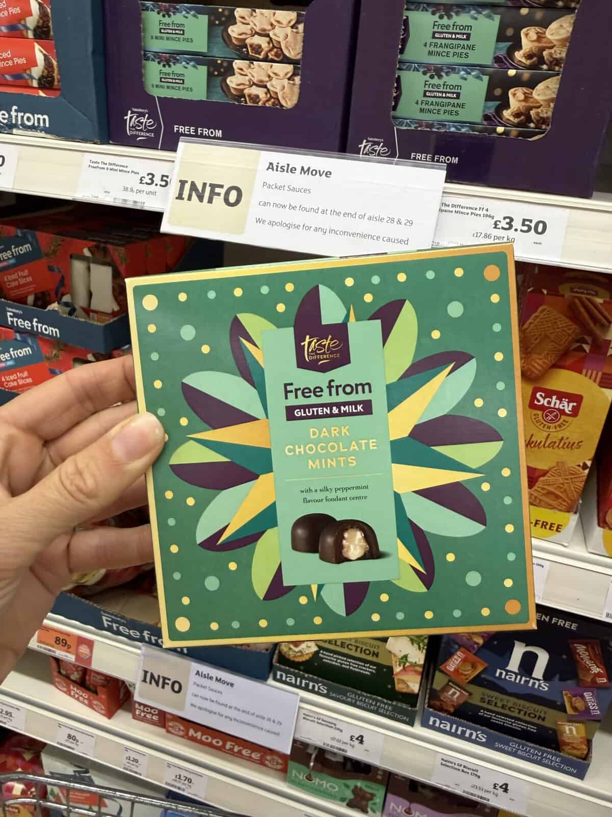 Sainsbury's Free From Dark Chocolate Mints.