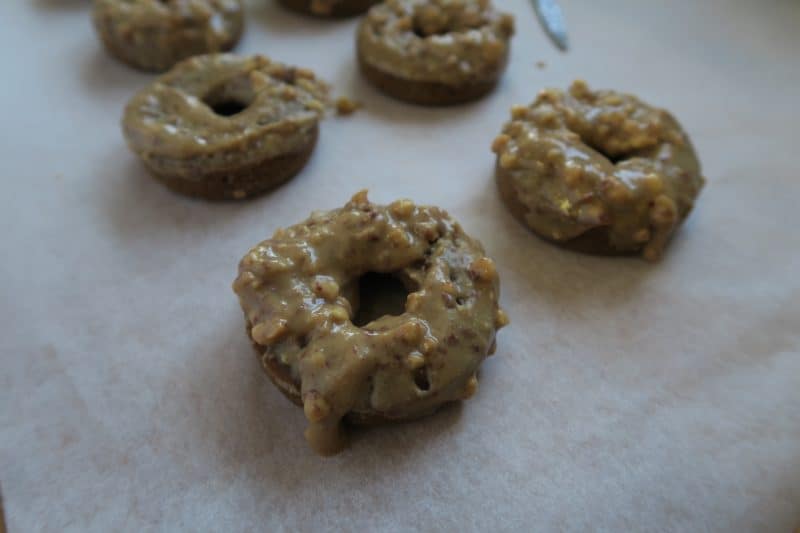 gluten free vegan maple peanut glazed doughnuts