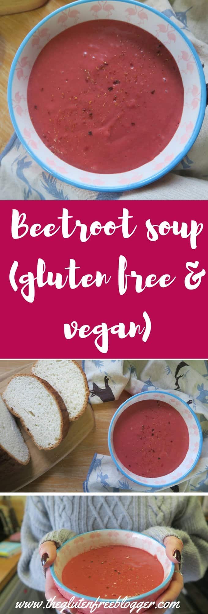 Gluten free beetroot soup recipe - dairy free soup - vegan soup - www.theglutenfreeblogger.com