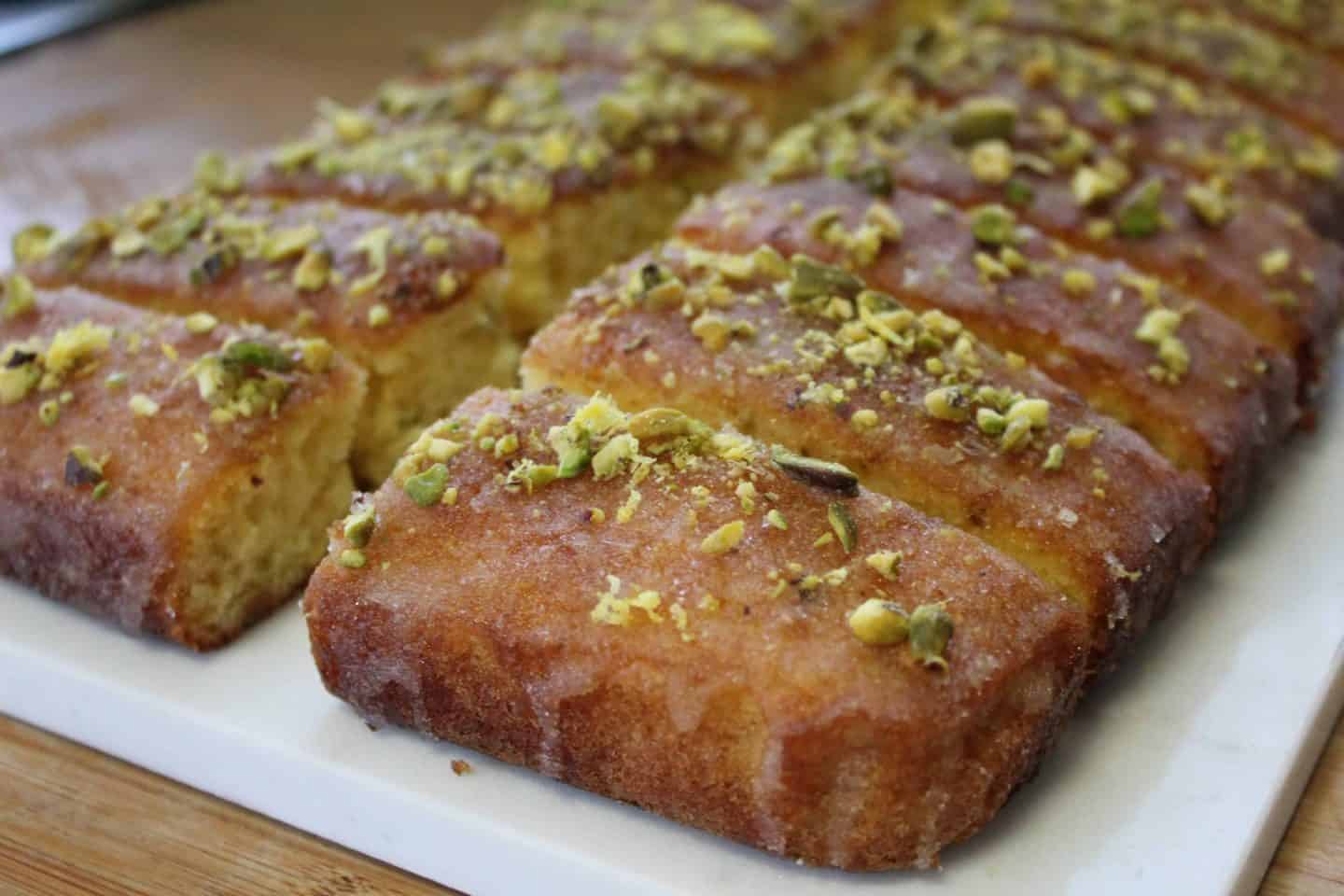 gluten free lemon and pistachio drizzle cake 26