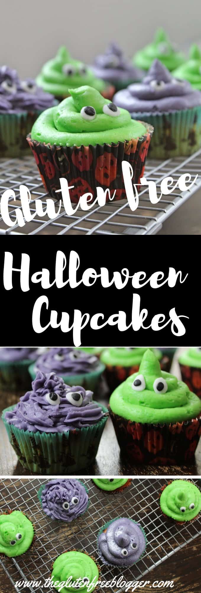 gluten free halloween cupcakes - monster cupcakes - dairy free - halloween party food - recipe