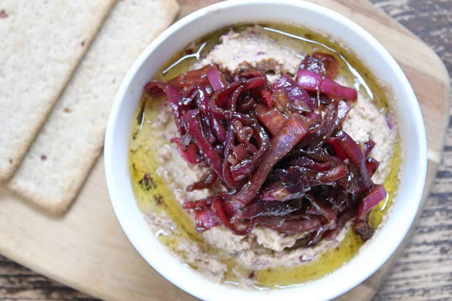 gluten free caramelised onion houmous recipe nairns flatbreads 24