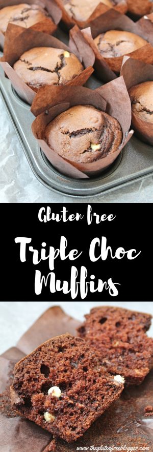 gluten free triple chocolate muffins recipe coeliac baking easy bakes