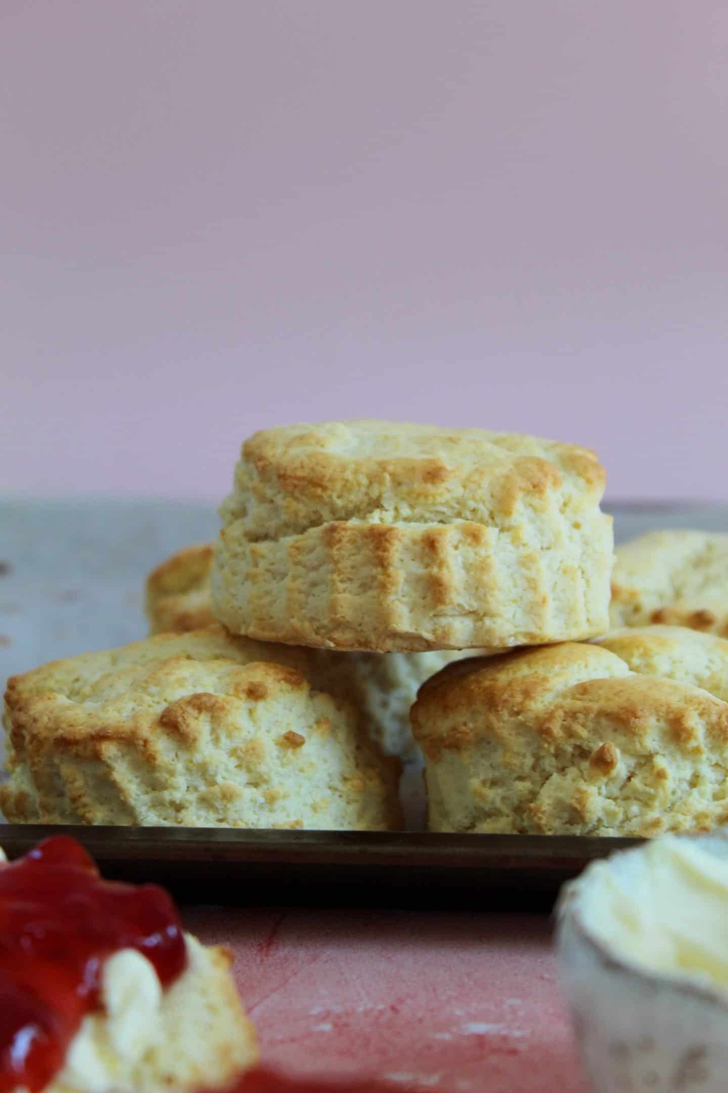 easy gluten free scones served with clotted cream and then jam