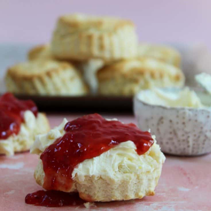 easy gluten free scones served with clotted cream and then jam