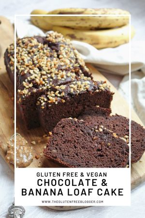 gluten free and vegan chocolate and banana loaf cake dairy free baking