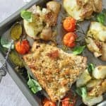 gluten free herb crusted salmon with smashed potatoes tray bake dinner