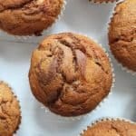 Overhead shot of gluten free banana nutella muffins.