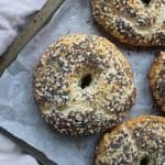 Overhead shot of the gluten free 2 ingredient greek yoghurt bagels.