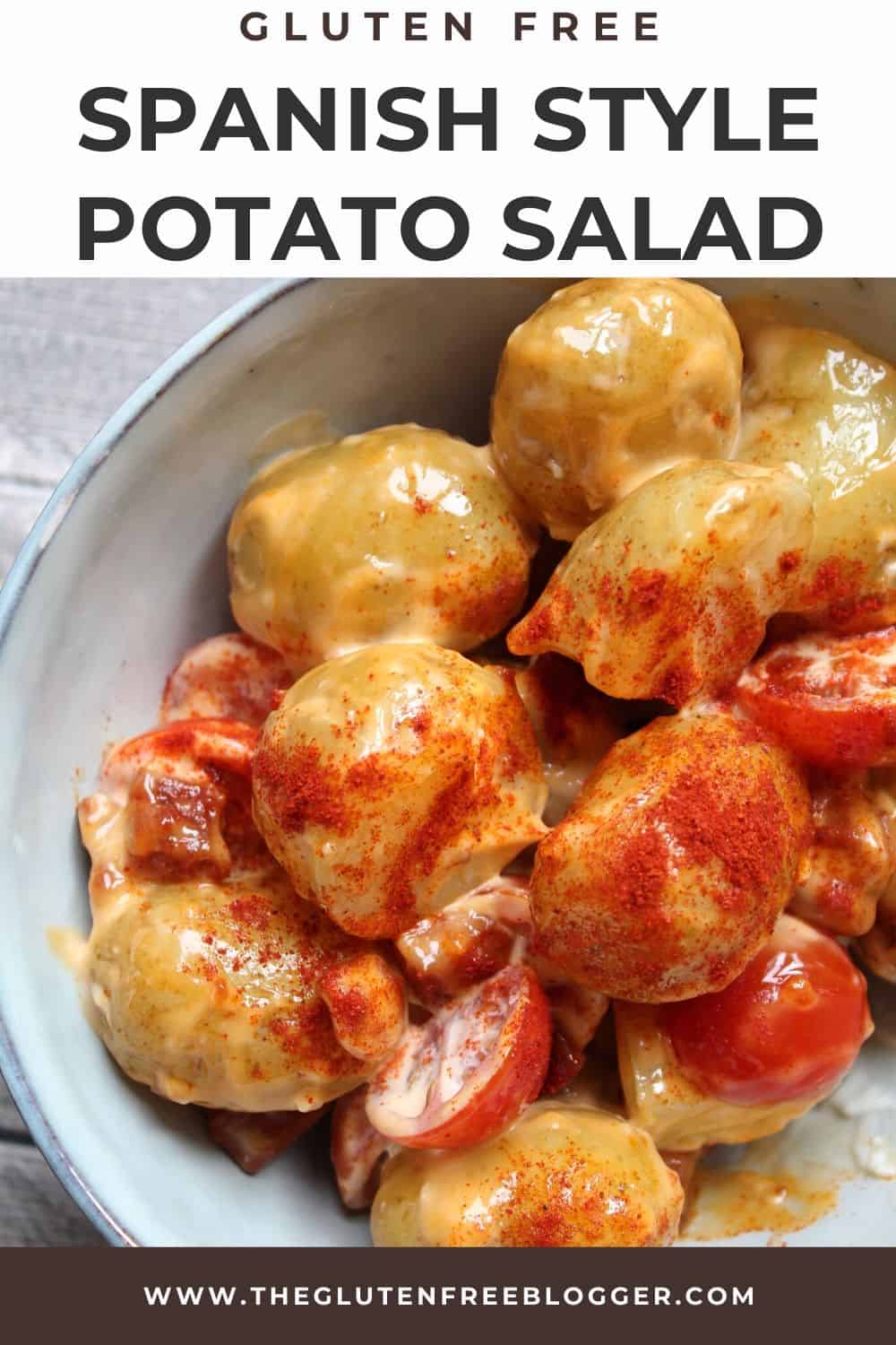 Potato salad Spanish style with chorizo - gluten free BBQ side