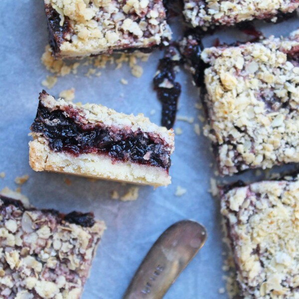 gluten free cherry and ginger oaty crumble bars
