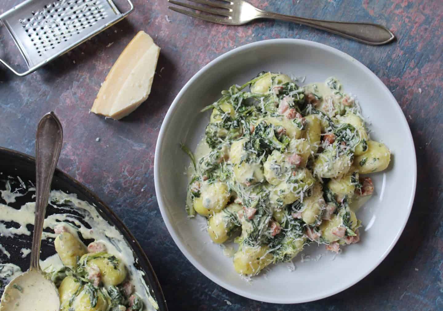 Creamy 10-Minute Gnocchi with Bacon and Spinach - The Gluten Free Blogger