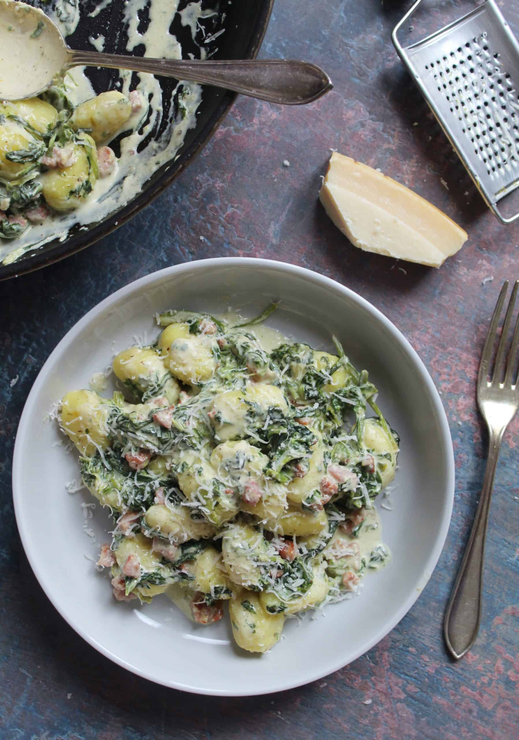 Creamy 10-Minute Gnocchi with Bacon and Spinach - The Gluten Free Blogger