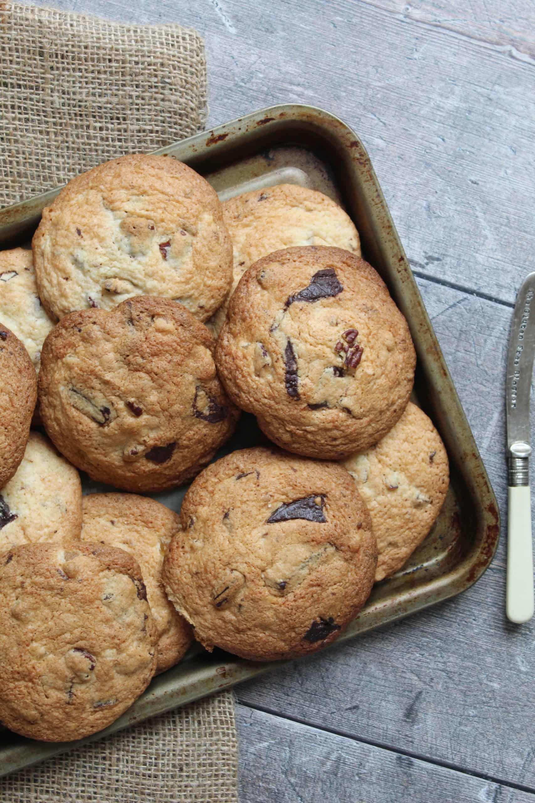 gluten free cookies - dark chocolate, ginger and pecan cookies recipe