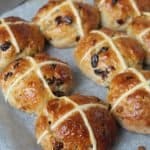 A tray of gluten free hot cross buns.