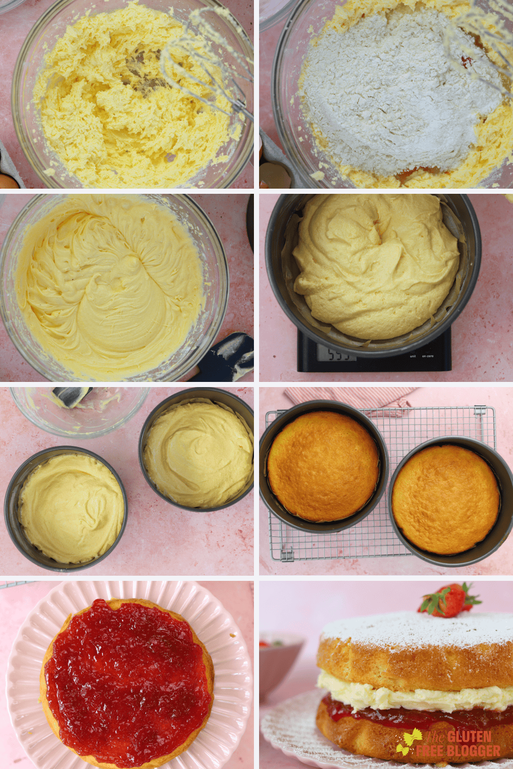 gluten free victoria sponge cake recipe step-by-step photos
