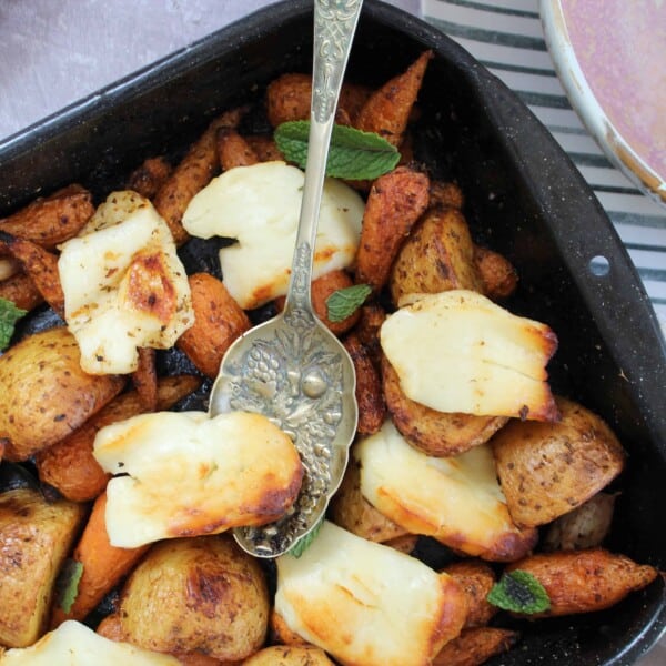 roasted halloumi traybake gluten free