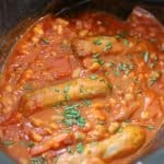 Sausage and Bean casserole in slow cooker.