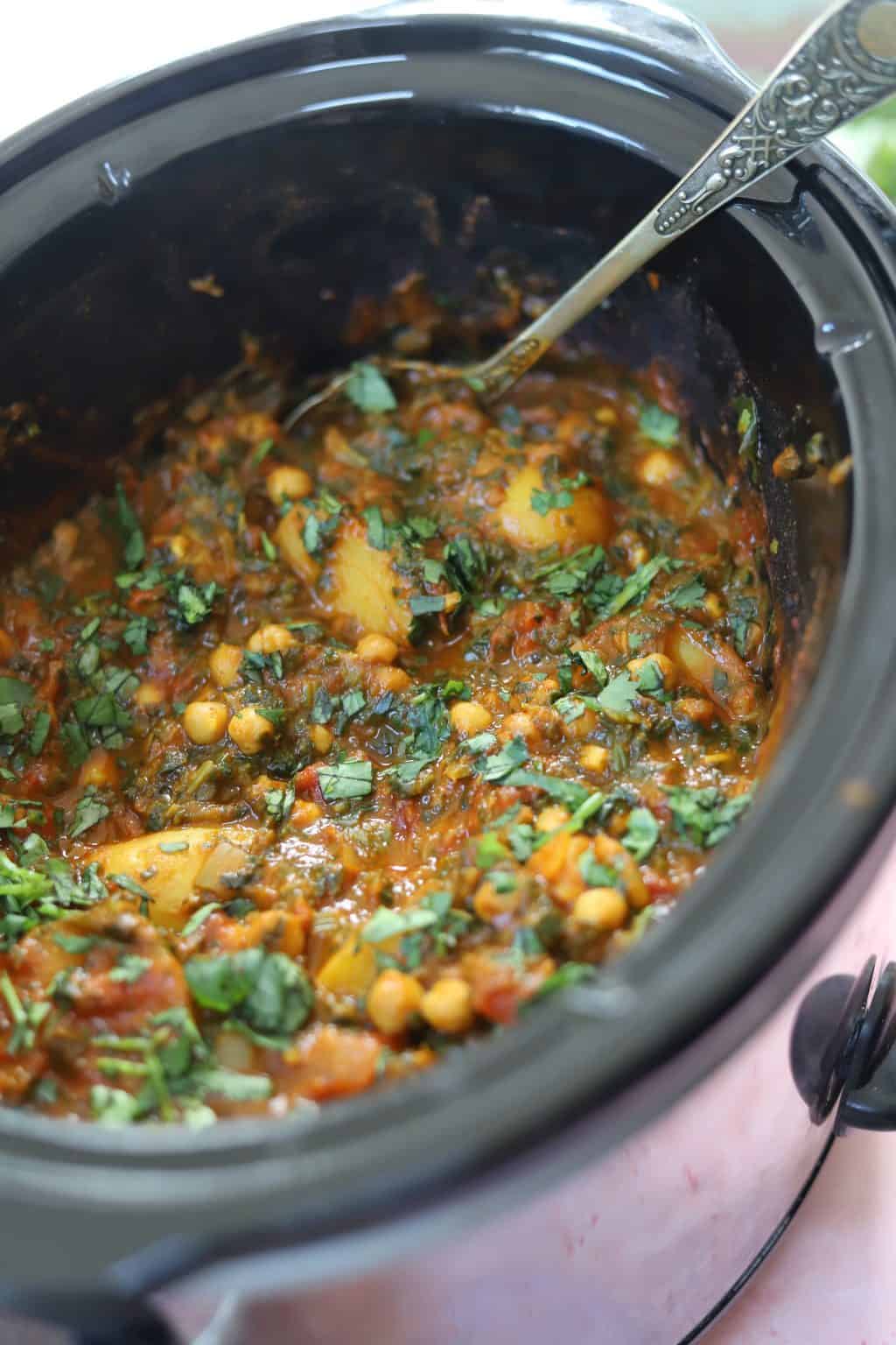 Slow Cooker Chickpea and Potato Curry {Gluten Free, Vegan}