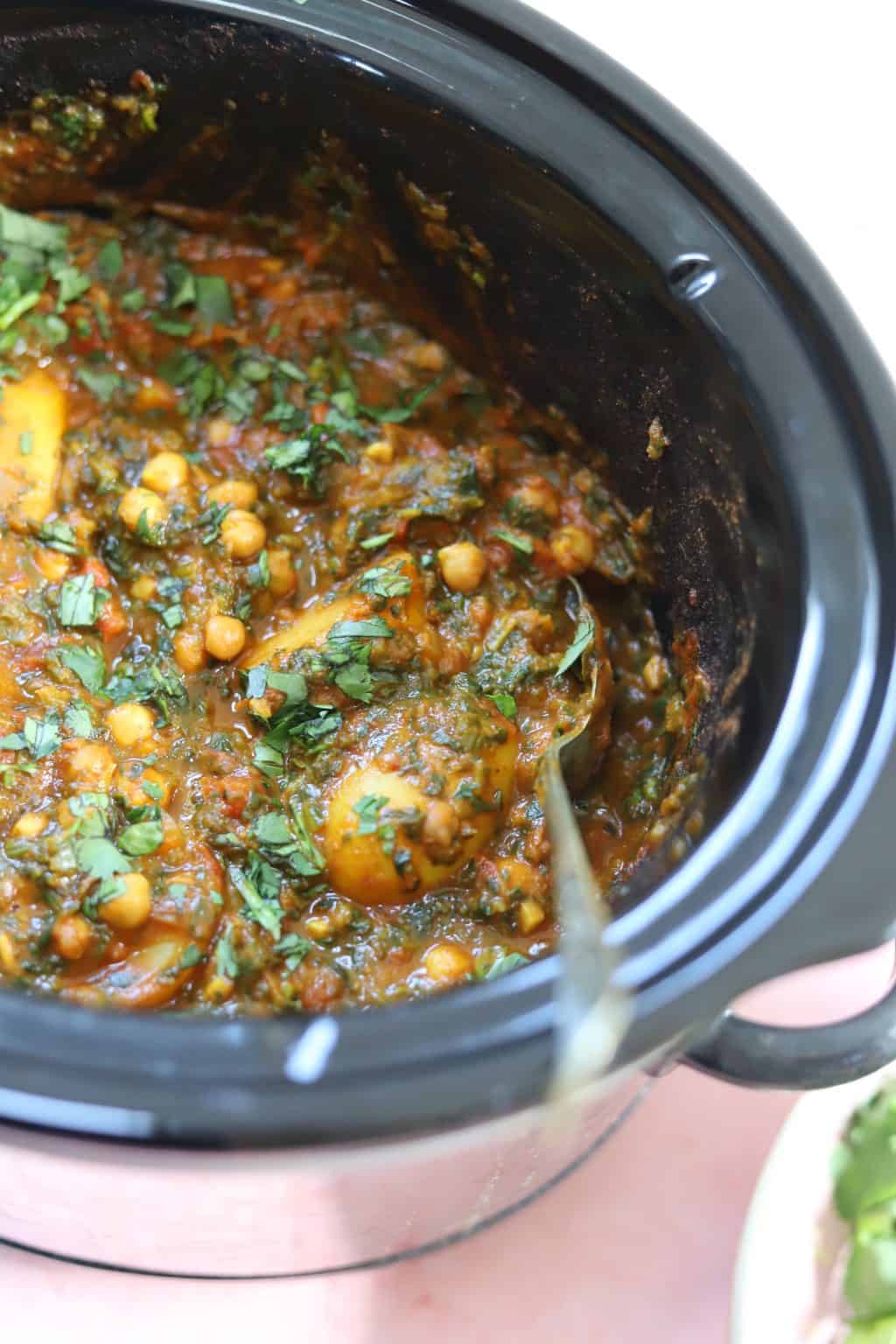 Slow Cooker Chickpea and Potato Curry {Gluten Free, Vegan}