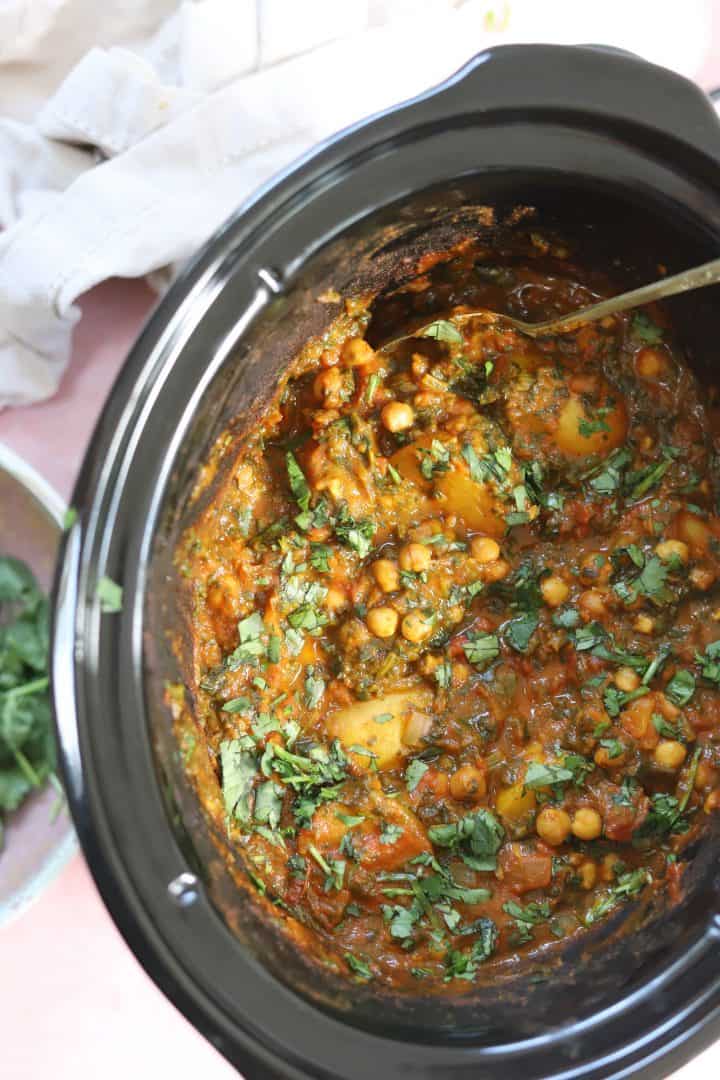 Slow Cooker Chickpea and Potato Curry {Gluten Free, Vegan}