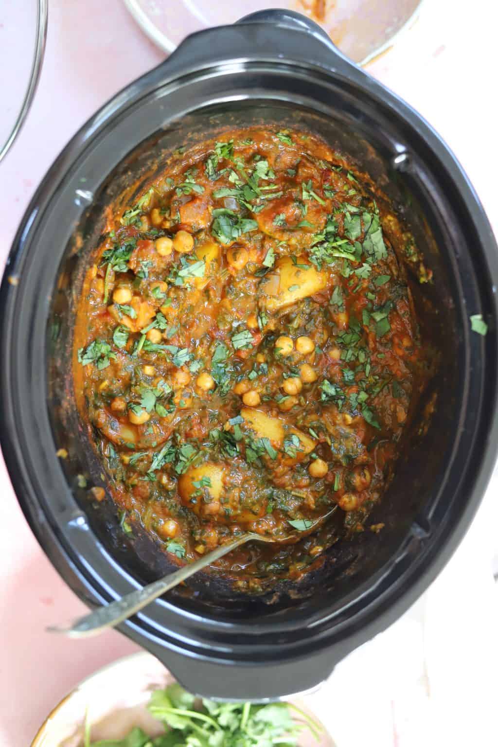 Slow Cooker Chickpea and Potato Curry {Gluten Free, Vegan}