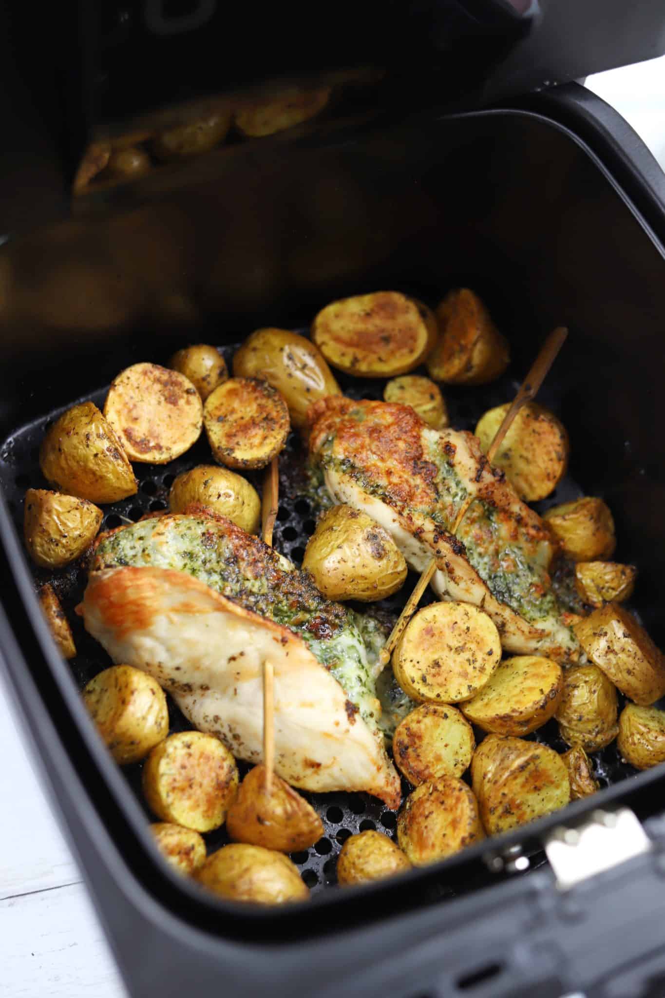 Air Fryer Pesto Chicken and Potatoes The Gluten Free Blogger