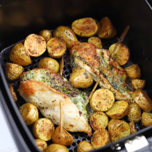 AIR FRYER PESTO CHICKEN AND POTATOES