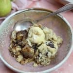 gluten free pear and chocolate crumble