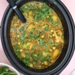 Chicken and chickpea curry in the slow cooker.