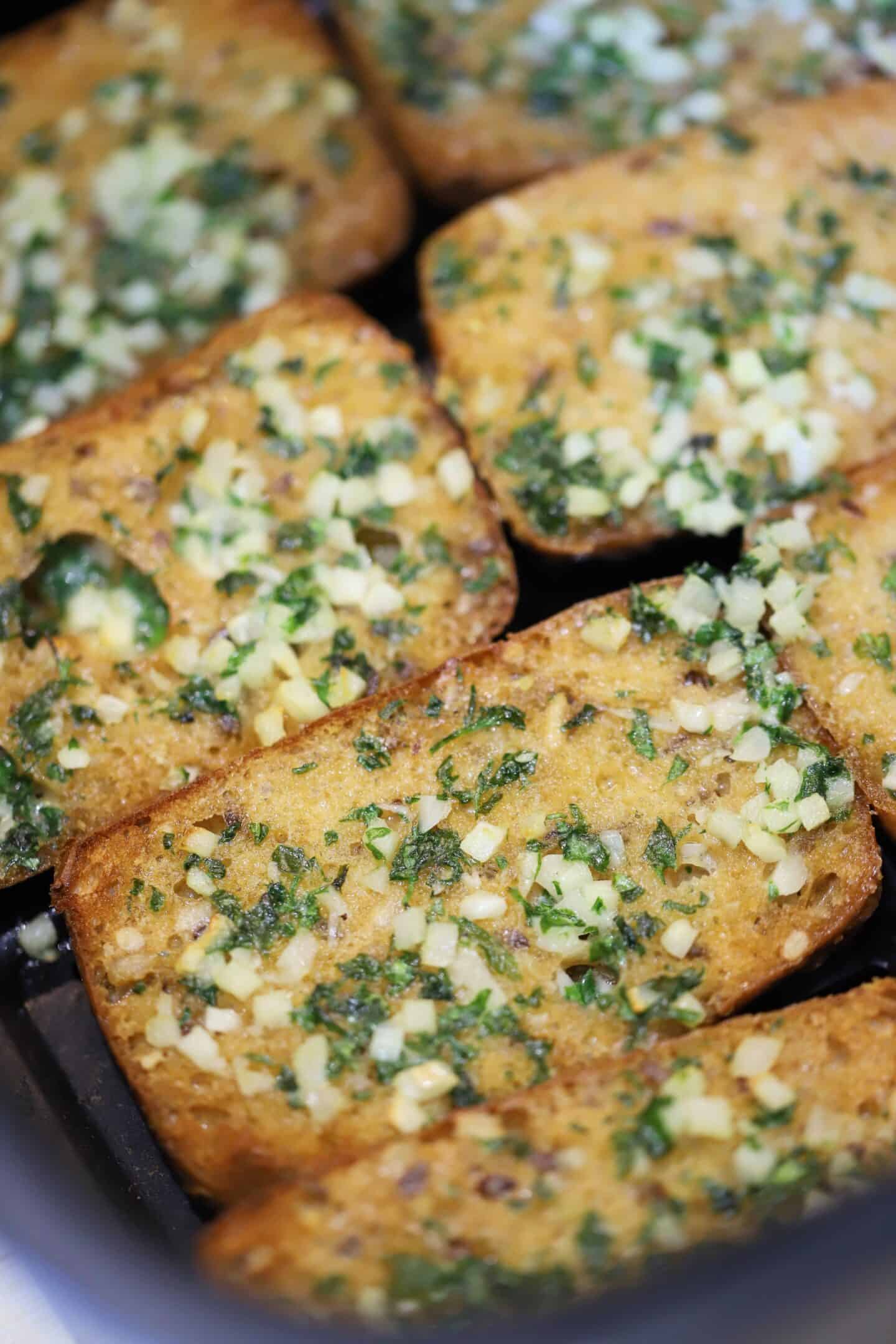 Gluten free garlic bread in the air fryer.