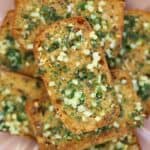 A plate of gluten free air fryer garlic bread.