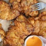 A plate of gluten free air fried chicken.