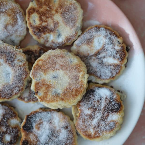 Close up of a plate of gluten free Welsh Cakes.