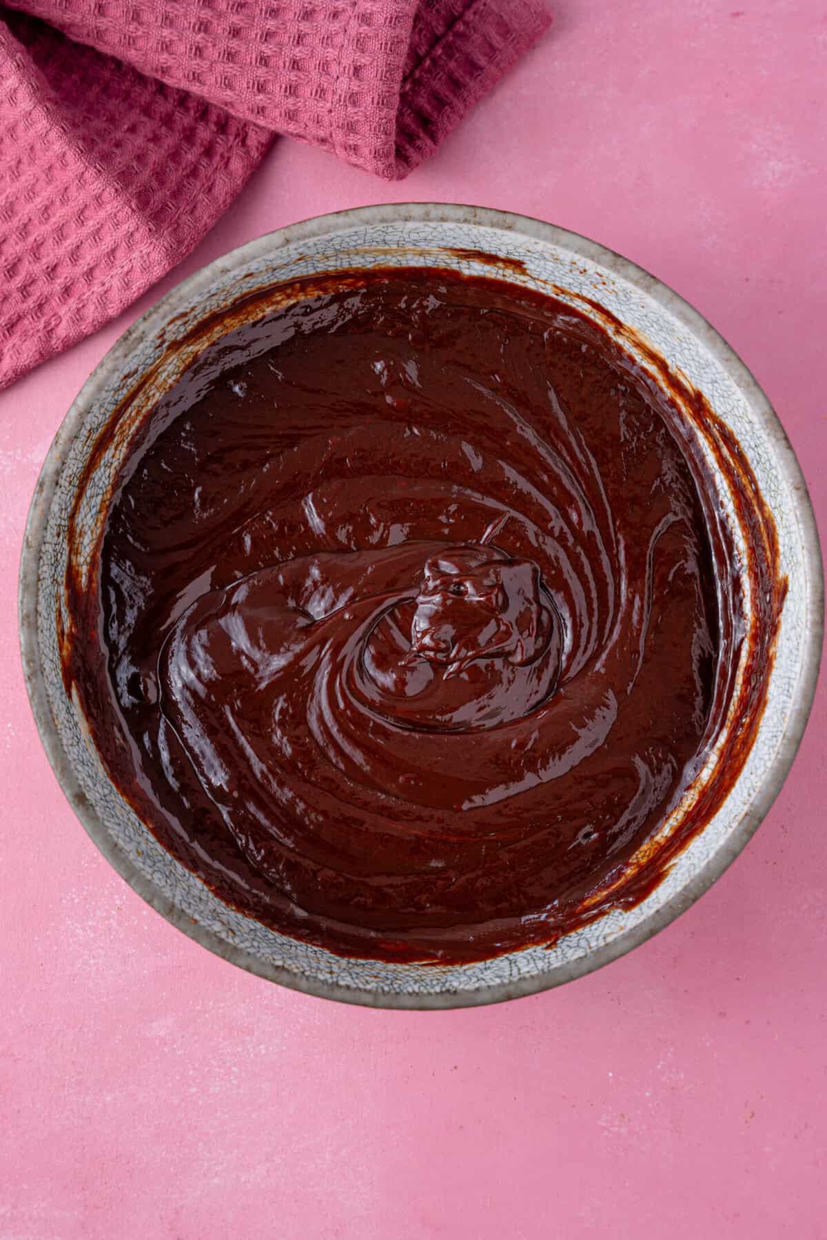 A bowl of chocolate espresso ganache.