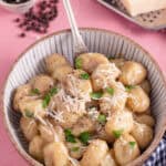 A bowl of gnocchi cacio e pepe.
