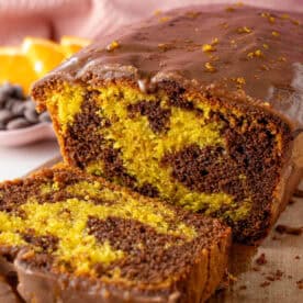 A chocolate orange marble cake.