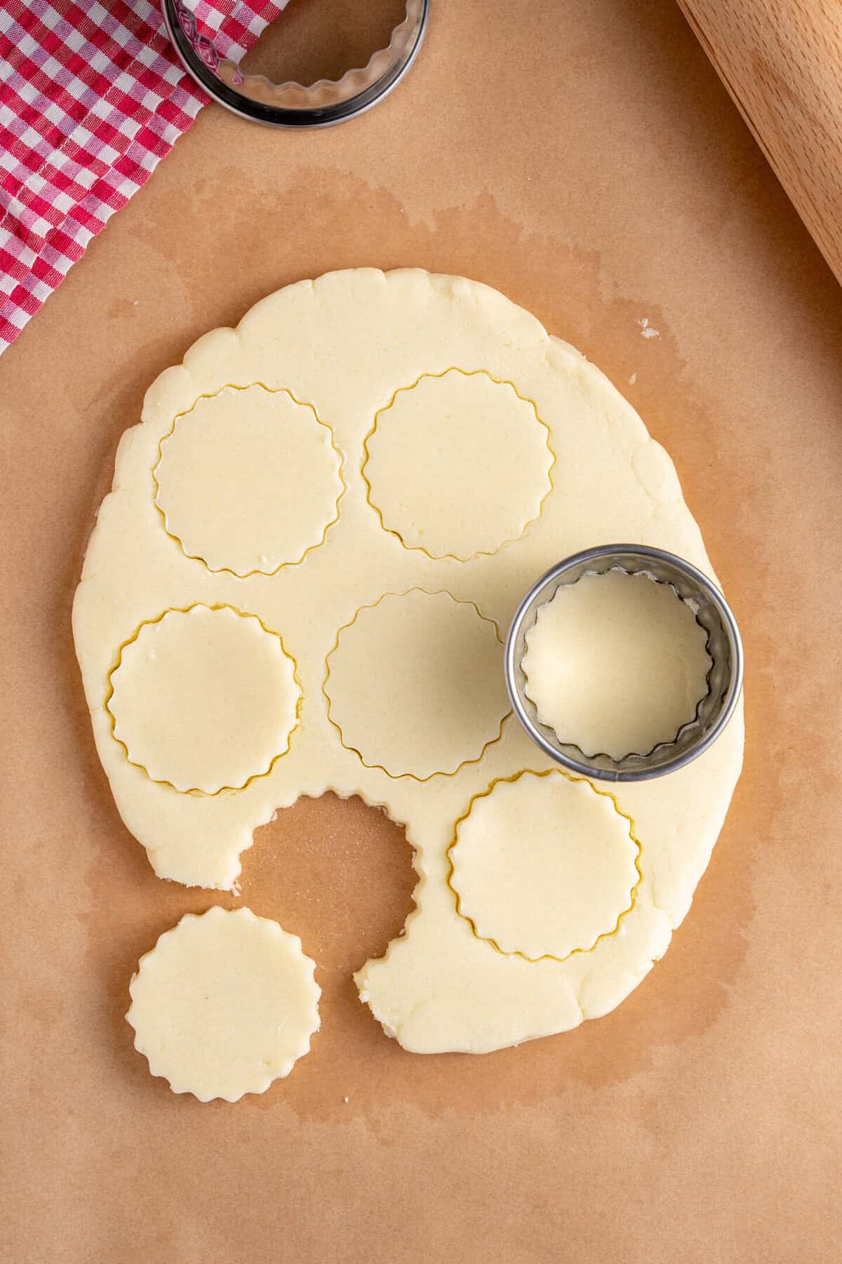 Cut out the shortbread shapes - you can re-roll the dough as much as needed.