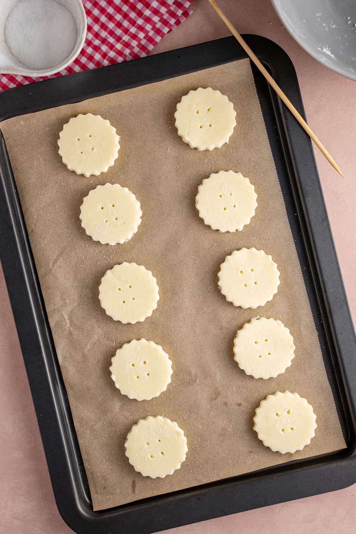 Chill the shortbread on a baking tray before baking.