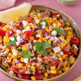 A bowl of Mexican corn salad.