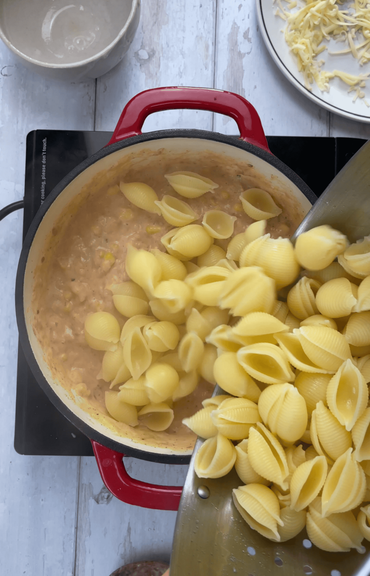 Add the gluten free pasta to the sauce.